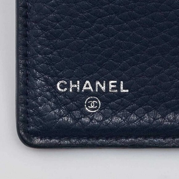 Chanel Dark Blue Goatskin Leather CC L-Double Wallet - Picture 4 of 8